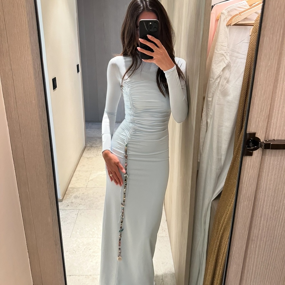 Sudi Etuz Jersey Maxi Dress with Stone Accessories